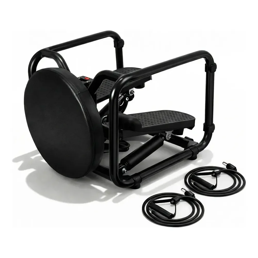 Mini Stepper Step Regulagem Alças Monitor Simulador De Caminhada Preto Sevenfit