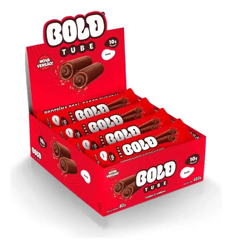 Bold Chocolate Proteico Tube Caixa 12 Unidades Sabor Avelã