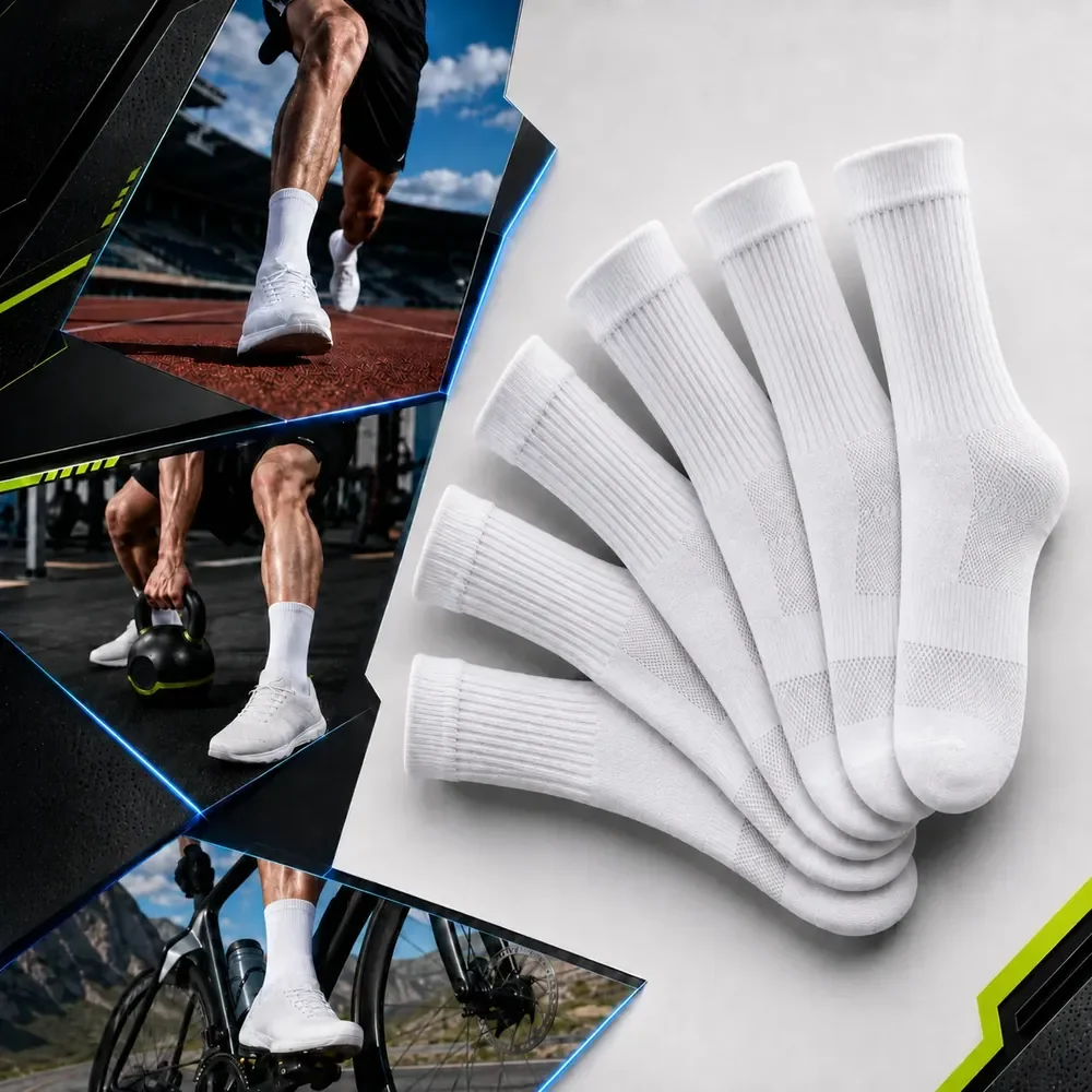 Kit 3 Meias Poliamida Esportiva Corrida Bike Runing Academia Branco Lisa 35-44