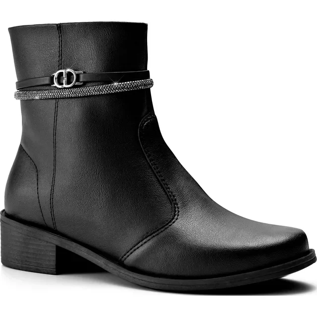 Bota Feminina Lumiss Cano Curto Rasteira Montaria Strass