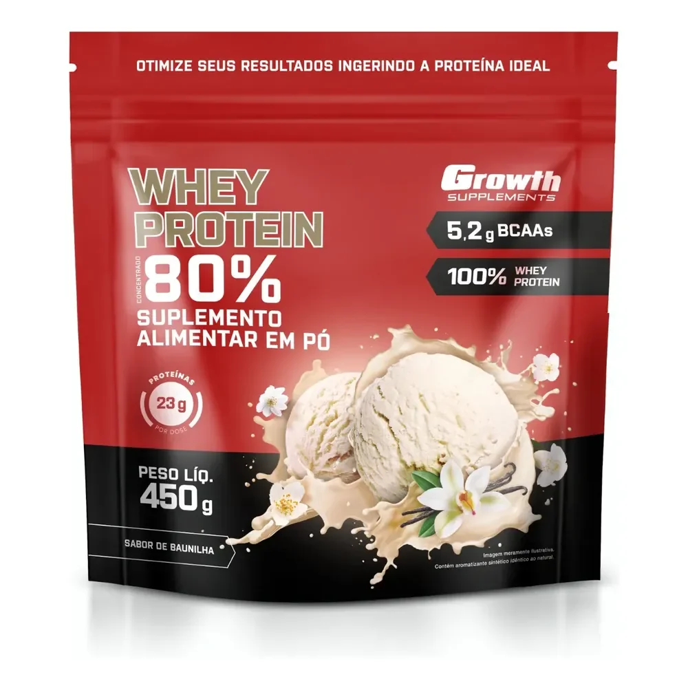 Whey Protein Concentrado 450g Growth Supplements Baunilha