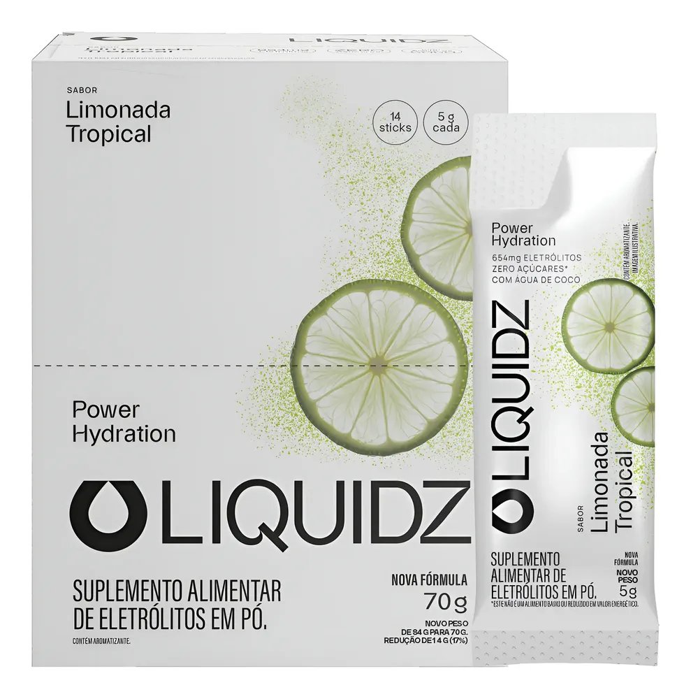 Liquidz® Eletrólitos Zero Açúcar Limonada Tropical 14 Sachês