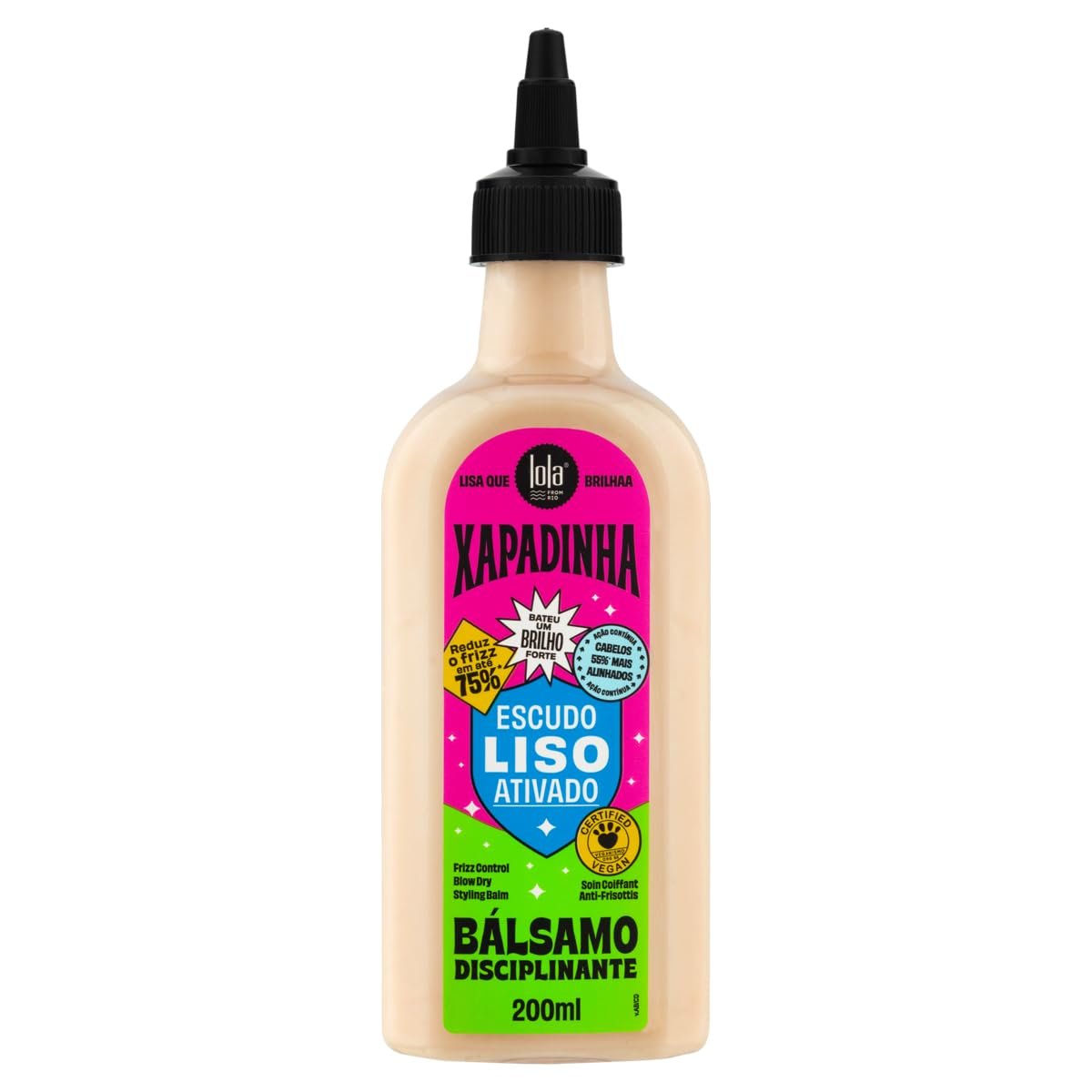 Lola From Rio – Xapadinha – Bálsamo para pentear sem enxágue para cabelos lisos, proteção térmica, efeito antifrizz, alinhamento e softnes 200 ml
