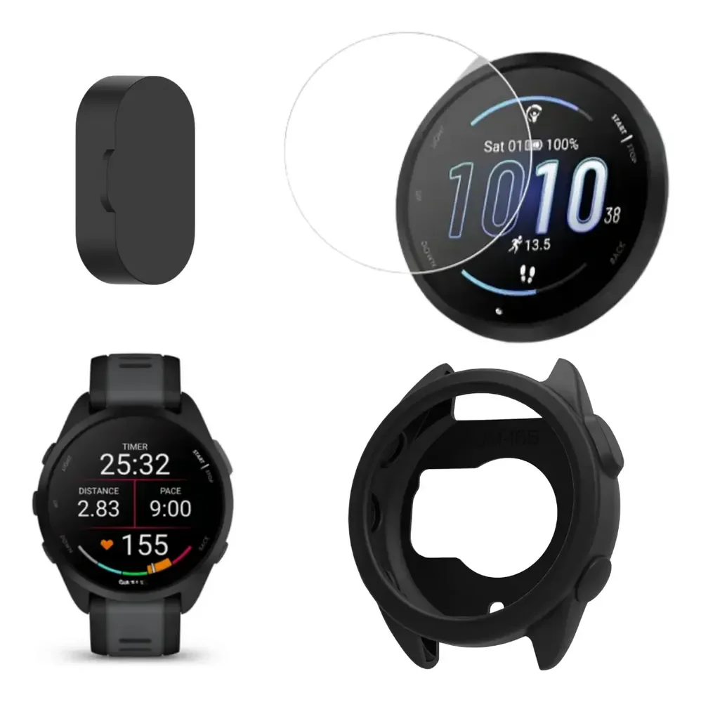 Película Para Garmin Forerunner 165 + Case E Tampa Brinde