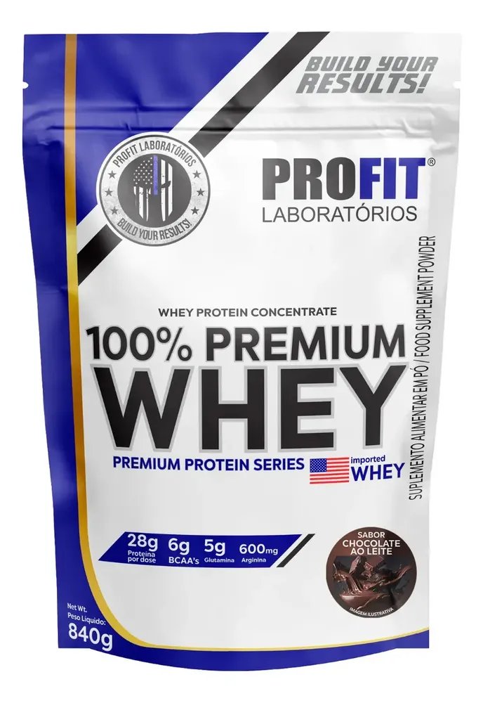 Whey Protein 100% Concentrado Premium 840g Profit Sabor Chocolate
