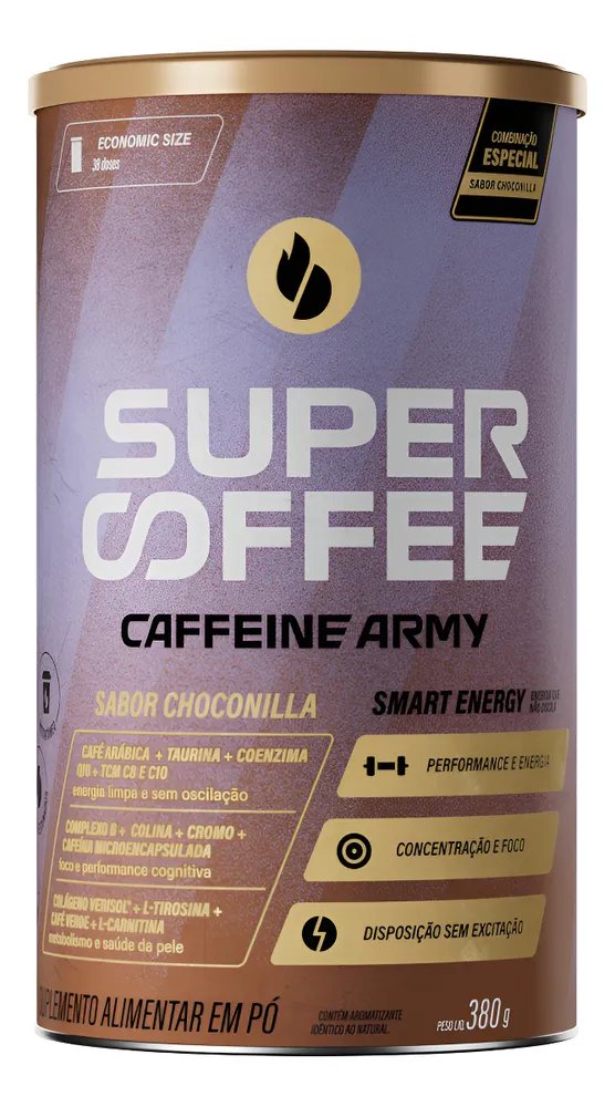 Super Coffee 3.0 380g Caffeine Army Coq10 Cafeína Taurina Super Coffee Choconilha 380g