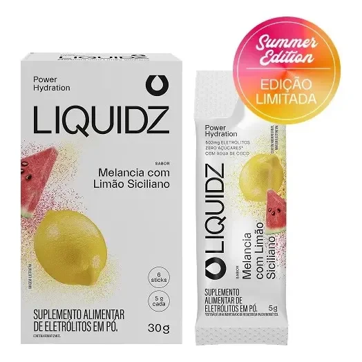 Liquidz Eletrólitos Zero Açúcar Melancia Com Limão 6 Sachês