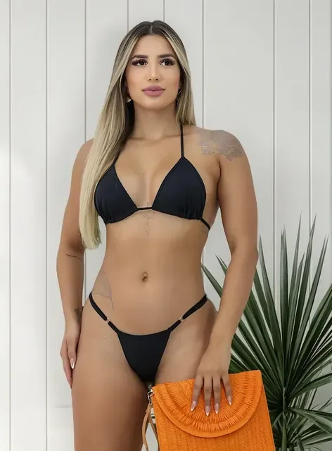 Biquíni Fio Dental Fita Bronze Biquini Cortininha Regulador