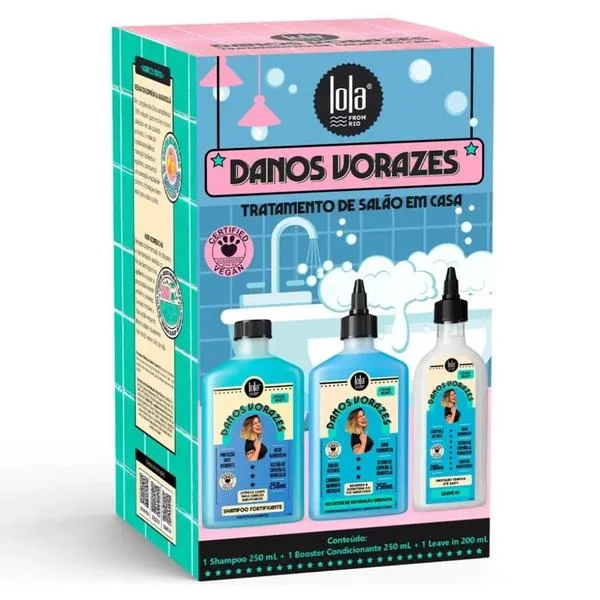 Kit Lola Danos Vorazes Shampoo 250ml + Booster 250ml + Leave-In 200ml