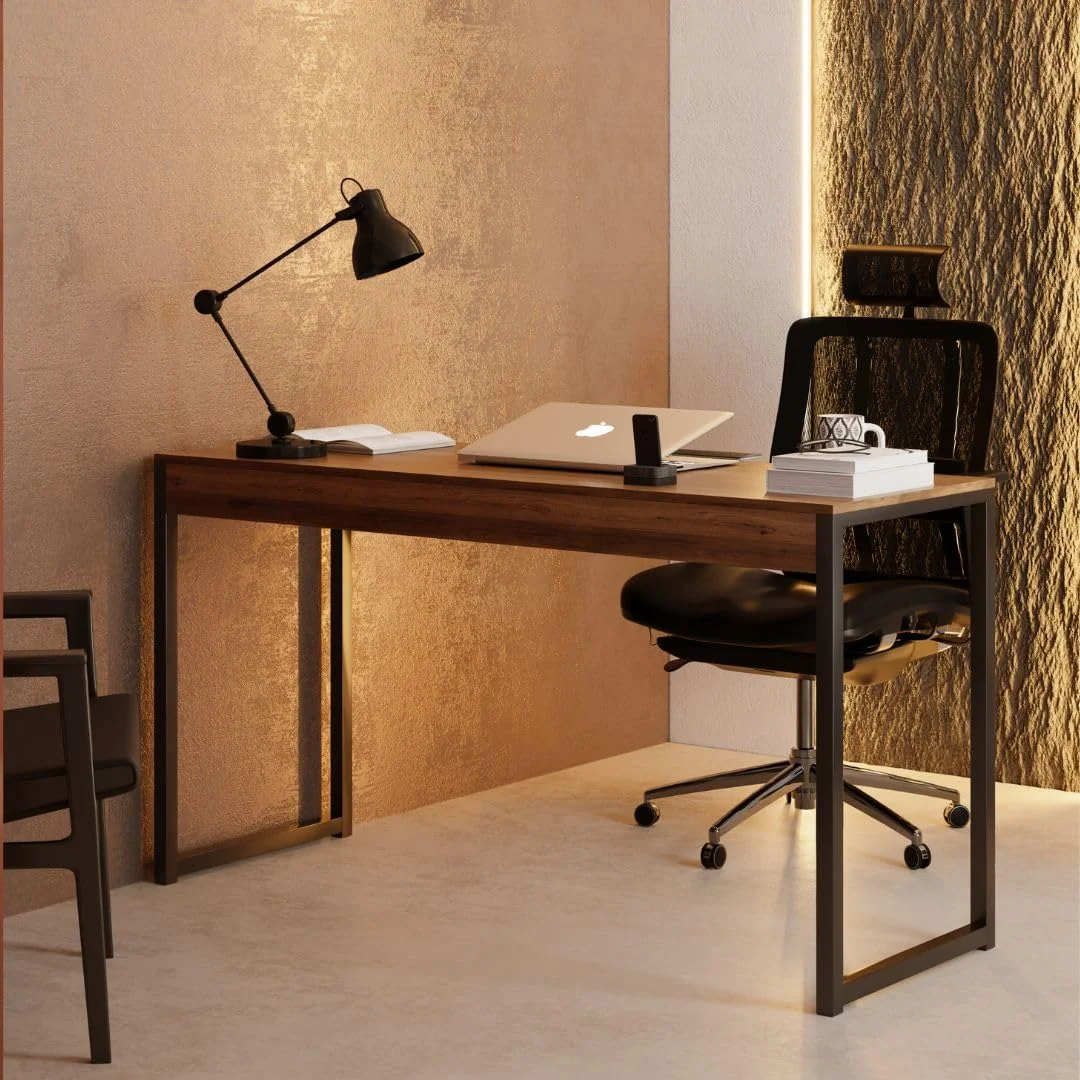 Mesa Escrivaninha para Escritório Industrial Desk 90 Marrom