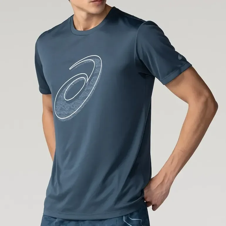 Camiseta Asics Ls Mp Estampada - Masculino Azul Gg