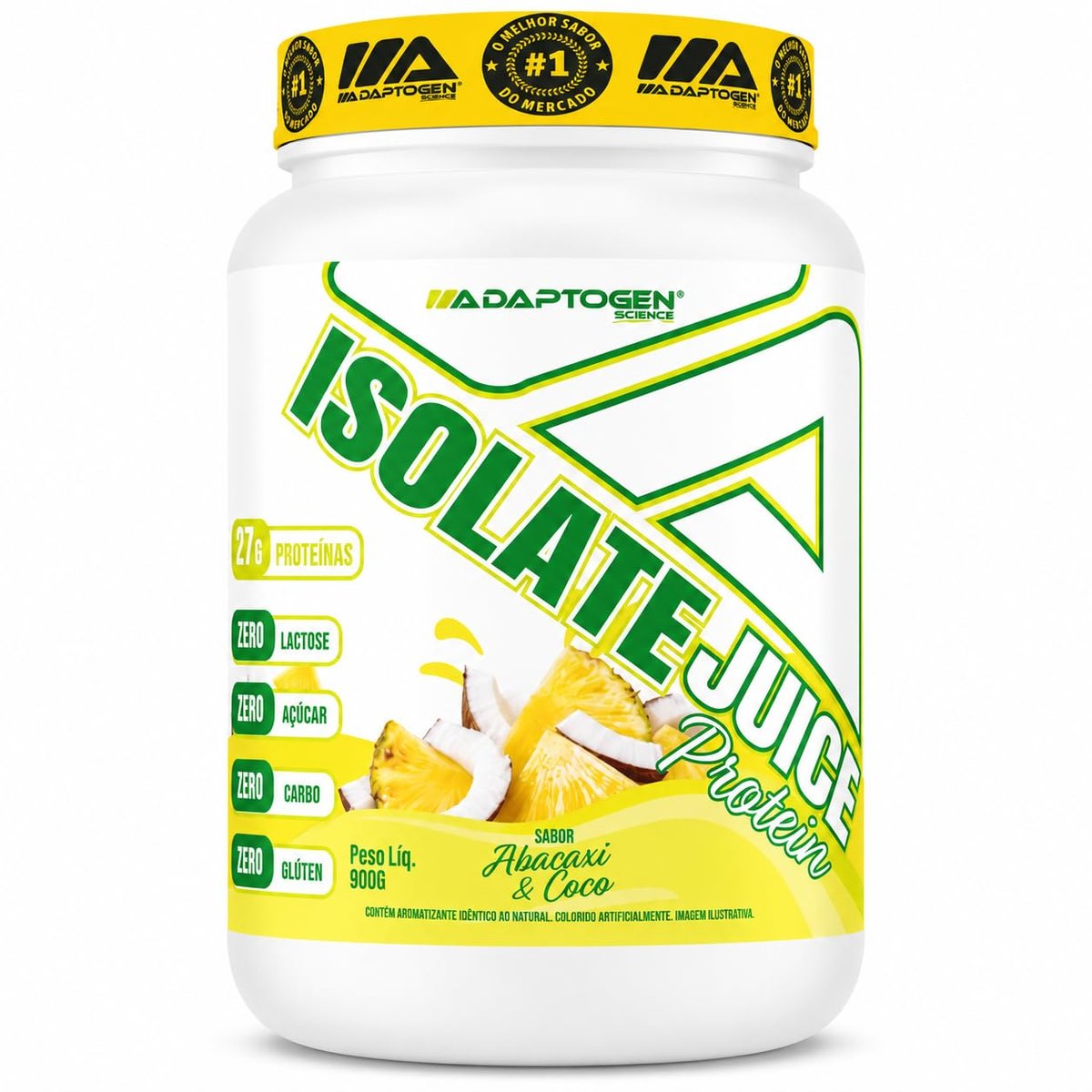 Tasty Isolate Juice Abacaxi & Coco 900g - Proteína Isolada, Zero Açúcar, Sem Lactose - Adaptogen Science