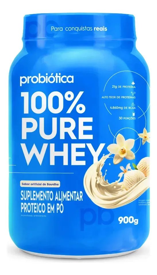 Proteína Probiótica 100% Pure Whey em pó sabor Baunilha x 900g