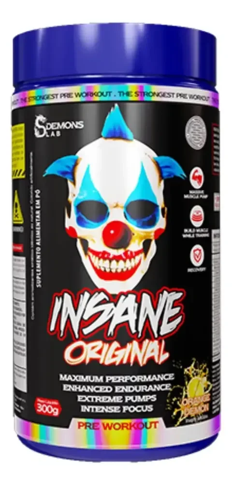Suplemento Pré Treino Insane 300g Demons Lab Sabor Laranja