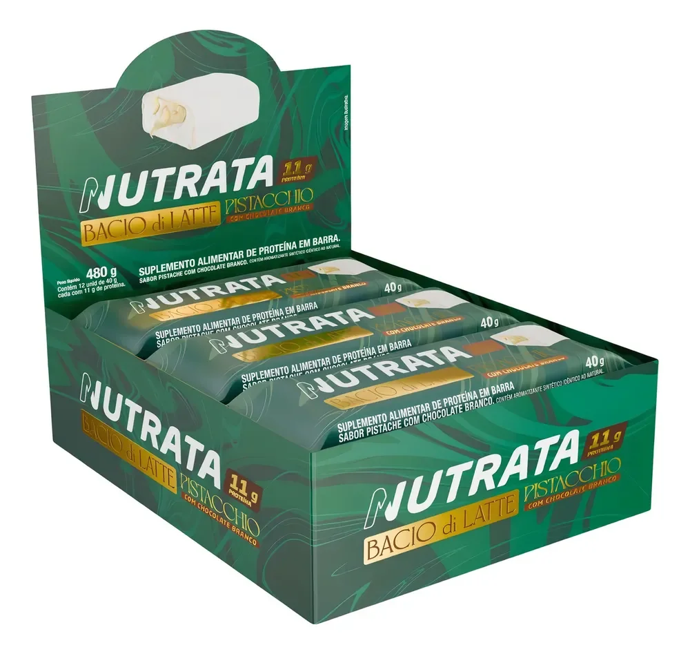Kit Com 12 Unidades Bacio Di Latte Sabor Pistacche Display 40g Nutrata Pistache