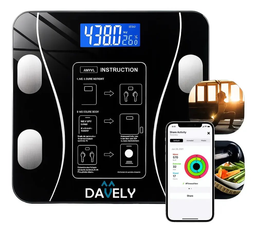 Balança Digital Bioimpedância Bluetooth Corporal Aparelho Preto