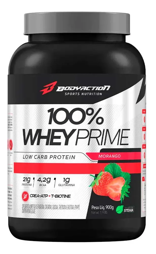 100% Whey Prime 900g Bodyaction - Com Stevia - Com Creatina