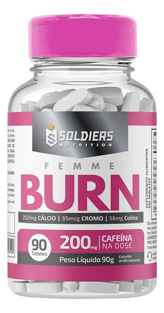Termogênico Femme Burn 90g Soldiers Nutrition Cafeína Energia Rendimento