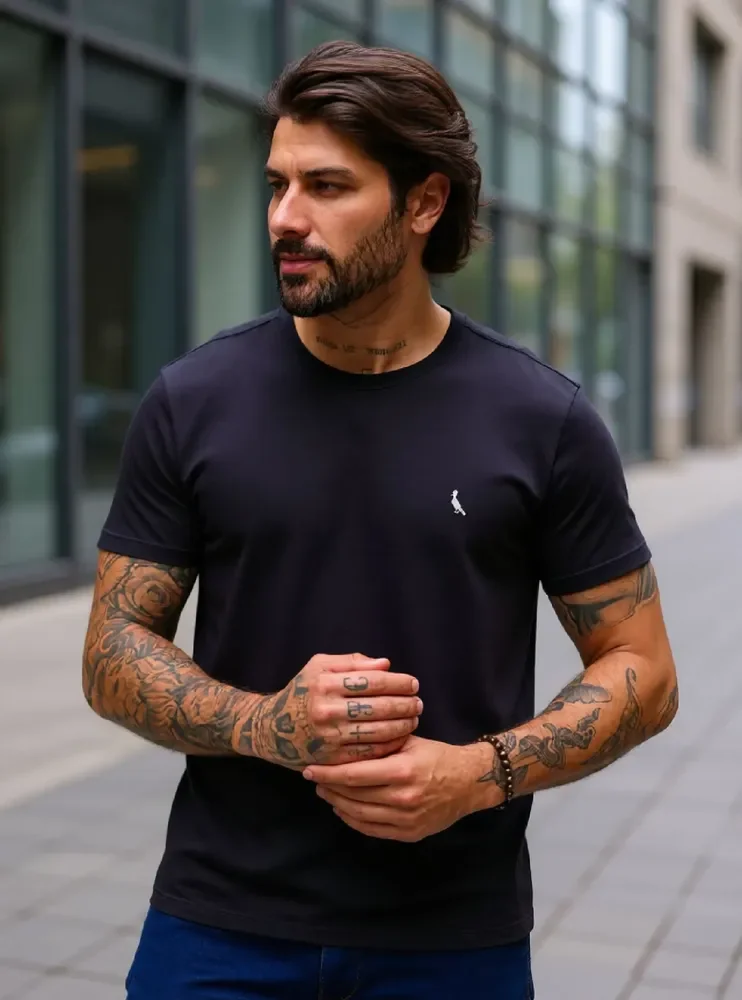 Camiseta Regular Essence Reserva Masculina Preto T-shirt Lisa G Liso