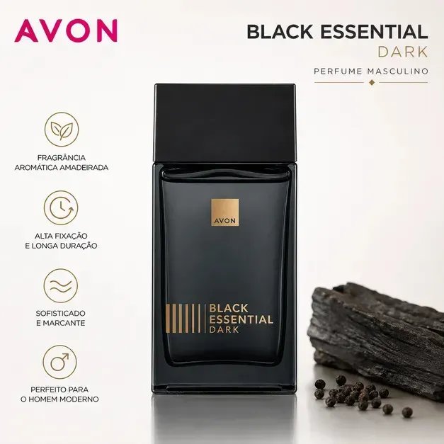 Deo Colônia Avon Black Essential Dark 100 Ml