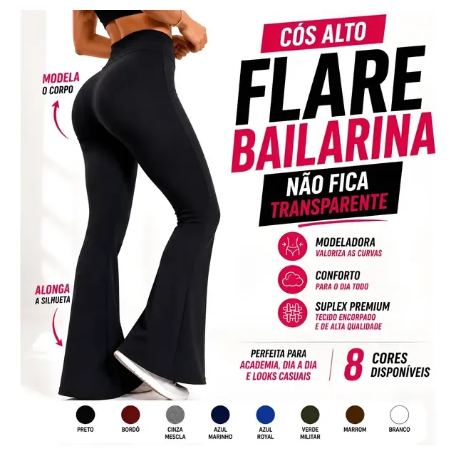 Calca Legging Bailarina Feminina Suplex Longa Ofragashop
