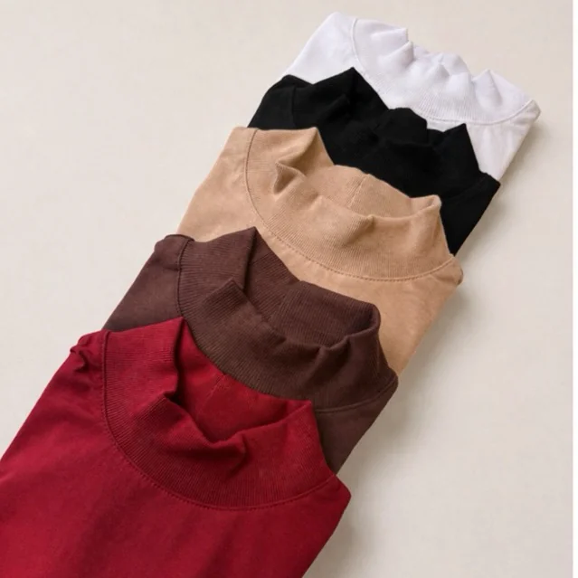 kit 4 Camisetas Femininas Básicas Gola alta  Algodão Lisa Moderna  Elegante