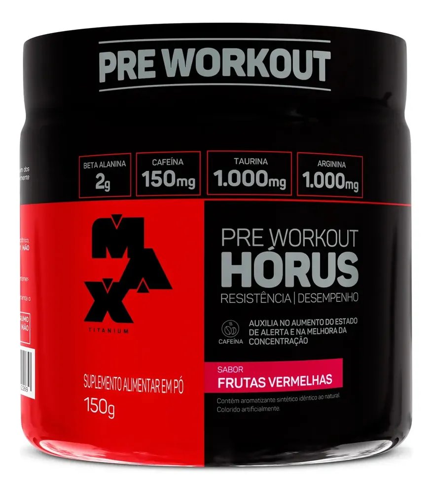 Pré Treino Hórus 150g Max Titanium Pre Workout Frutas Vermelhas Energia Sustentada