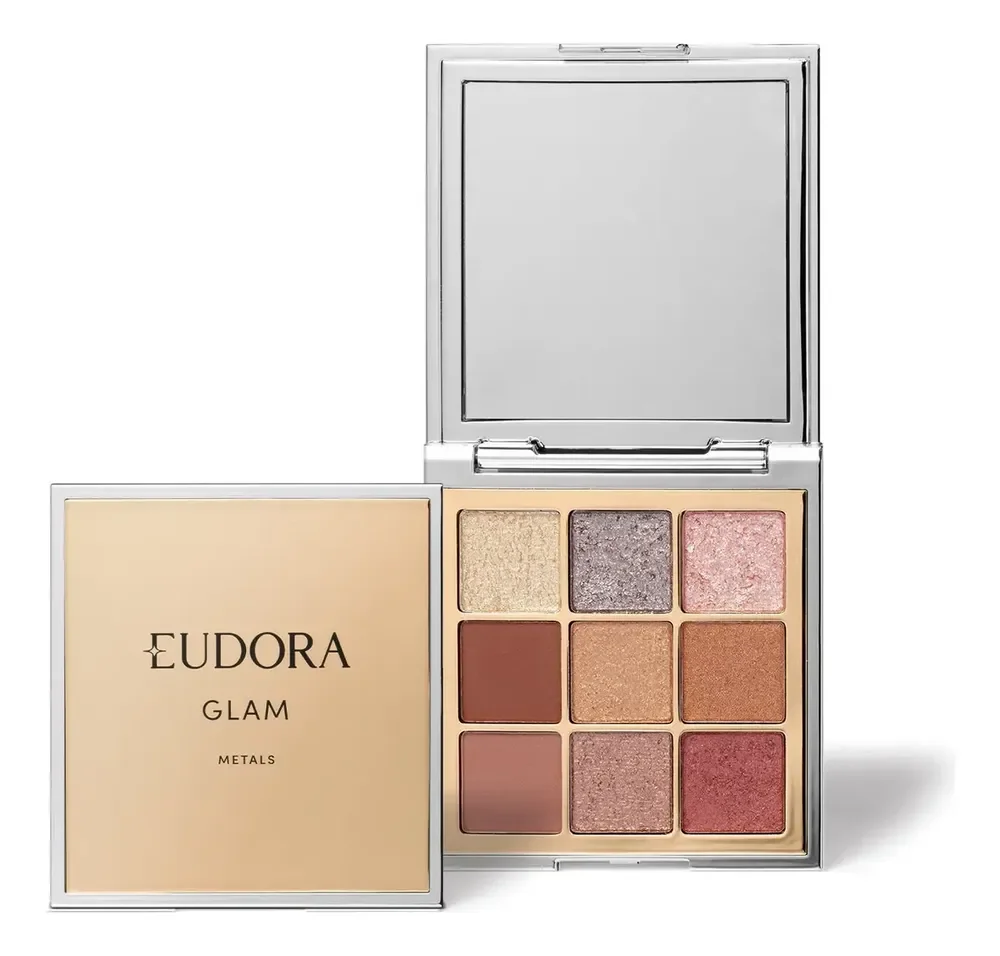 Paleta de Sombras Glam Metals Eudora com 9 Cores Metalizadas