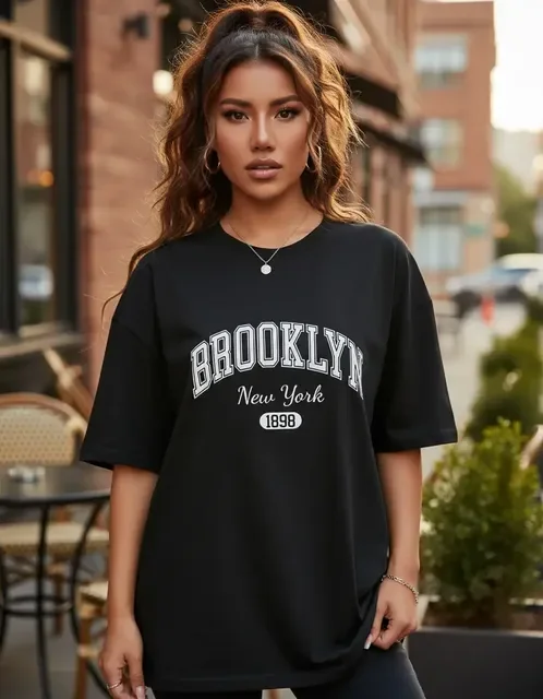 Camiseta Oversized Feminina Brooklyn 100% Algodão Streetwear