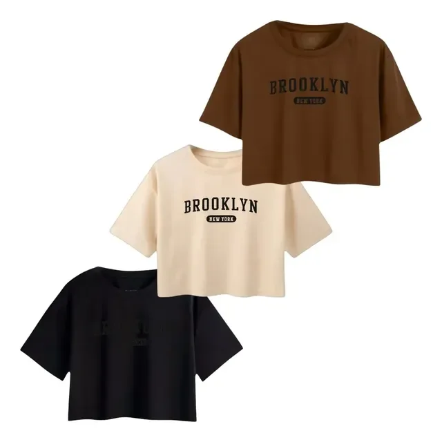 Kit 3 Cropped Feminino Brooklyn Oversized