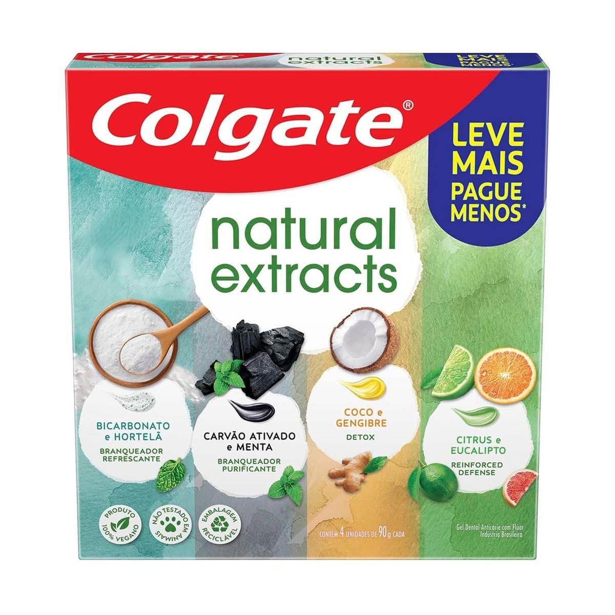 Colgate Natural Extracts Creme Dental Clareador, 4x90g