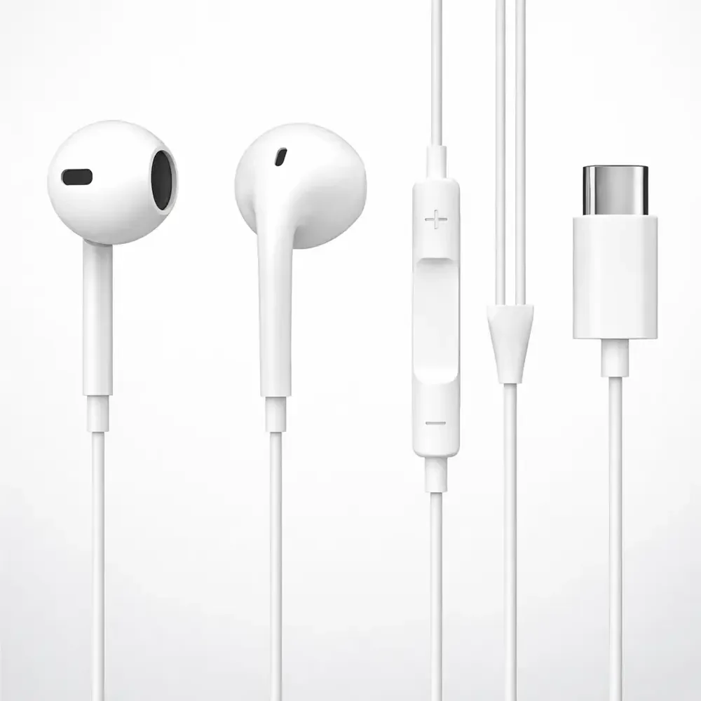 Fone De Ouvido Com Fio Microfone Tipo C In-ear Cabo 1 Metro Branco