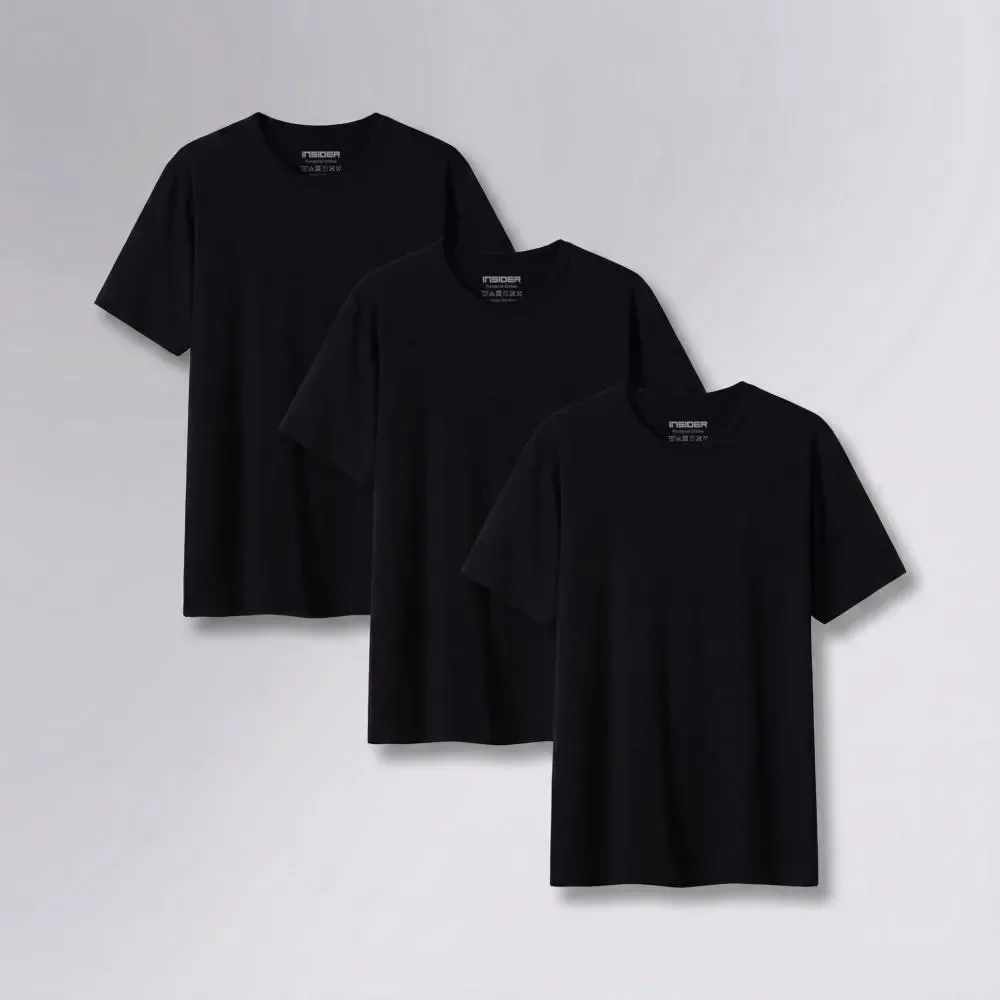 Kit 3 Camisetas  Light T-shirt Insider Preto M Lisa