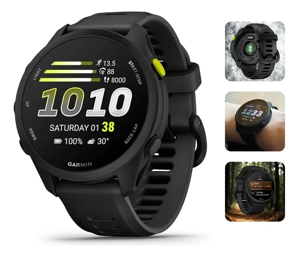Garmin Relógio Forerunner 70 Preto- 43mm Com Monitor Cardíac Preto Esportiva1