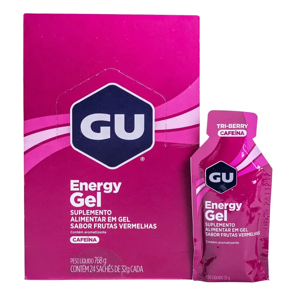 Carbo Gel Gu Energy Repositor Energético Sabor Triberry Caixa Com 24un Em Sachês Frutas Vermelhas (c/ Cafeína)