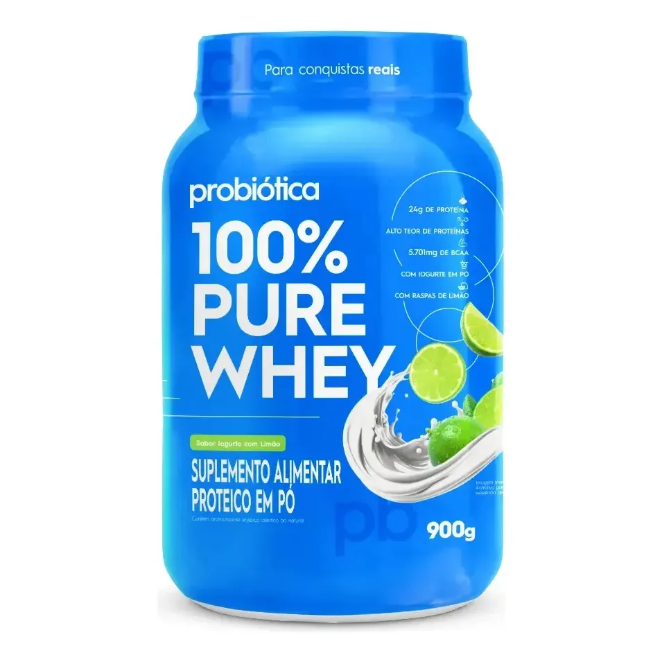 Pote Whey 100% Pure Probiotica Iogurte Com Limão 900 Gr Em Po
