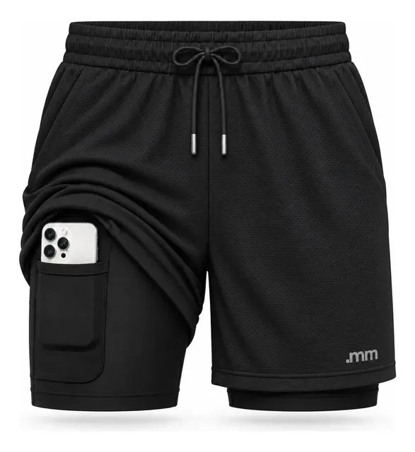 Bermuda Masculina 2 Em 1 Compressão Short Dry Fit Academia