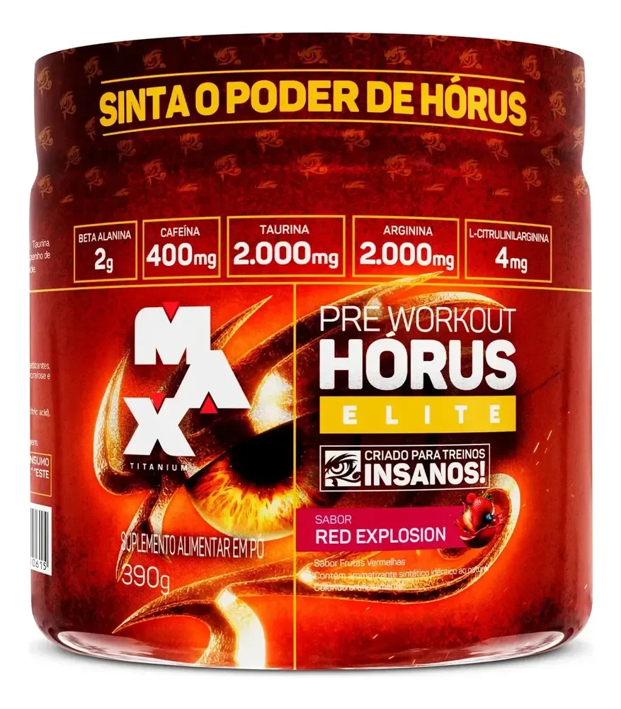 Hórus Elite 390g Pré Treino Max Titanium Pre Workout Frutas Vermelhas
