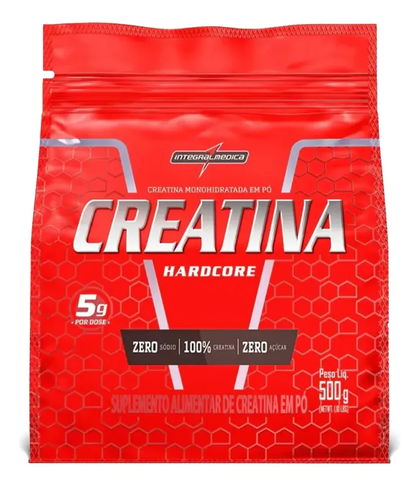 Creatina Hardcore Monohidratada 500g Pó Pouch Integralmédica Sem Sabor