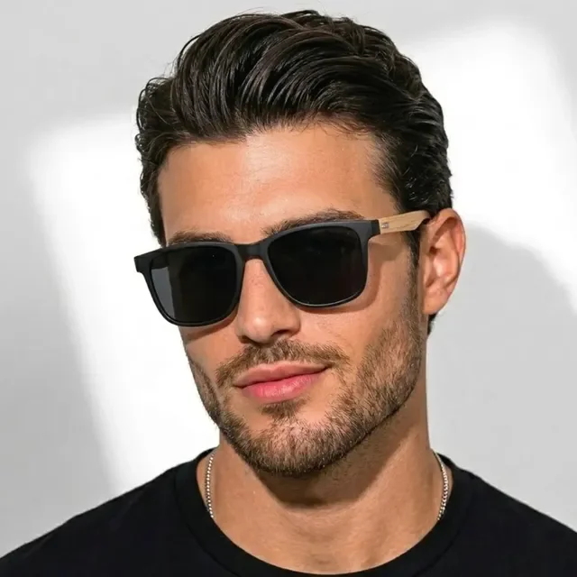 Óculos De Sol Masculino Haste Madeira Bambu Proteção Uv400