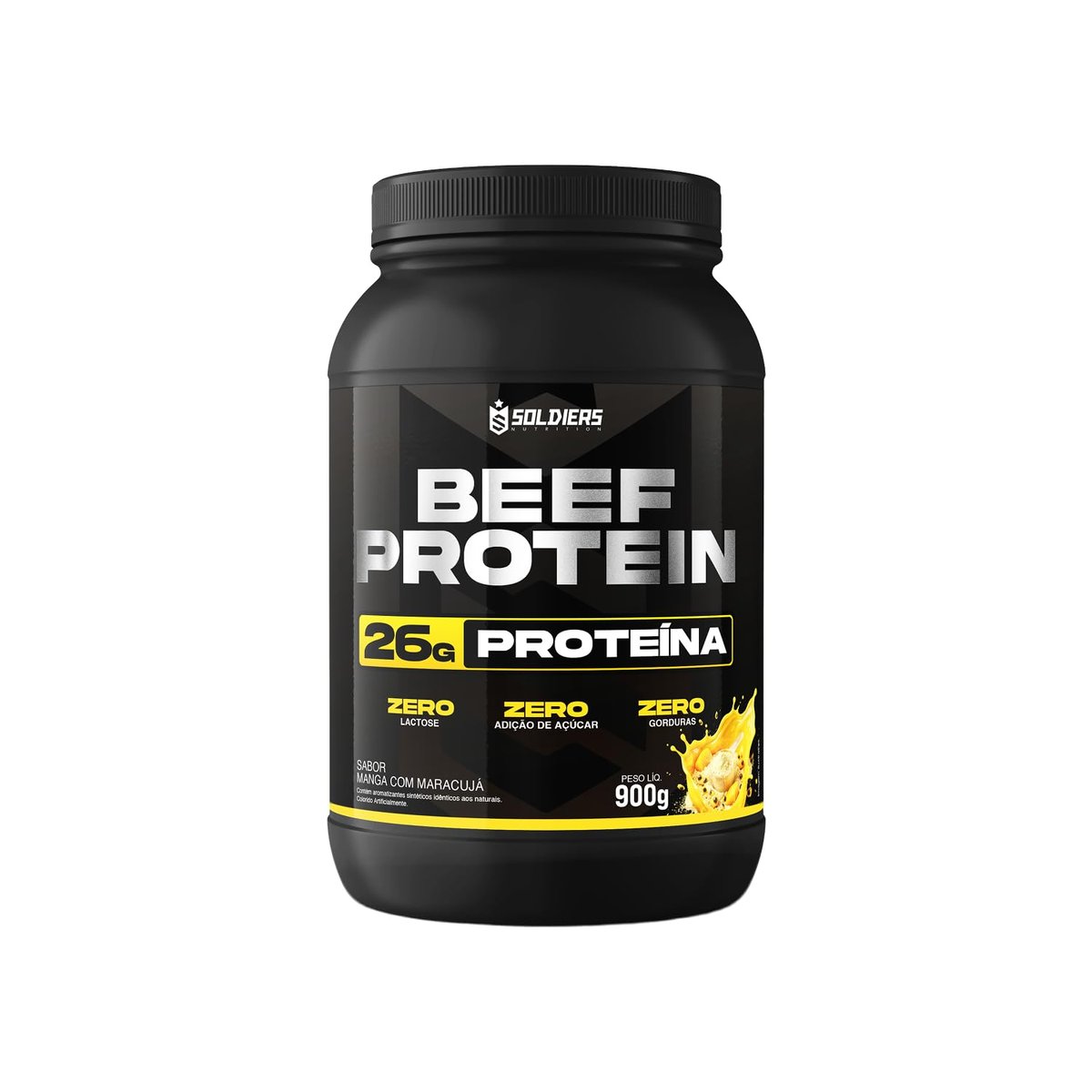 Beef Protein Suplemento Alimentar de Proteínas em Pó 900g - Soldiers Nutrition (Manga Com Maracujá)