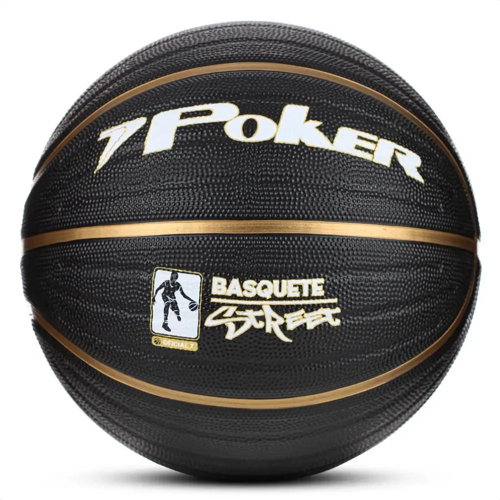 Bola Basquete N°7 Preto Dourado Resistente Rua Treino Jogo