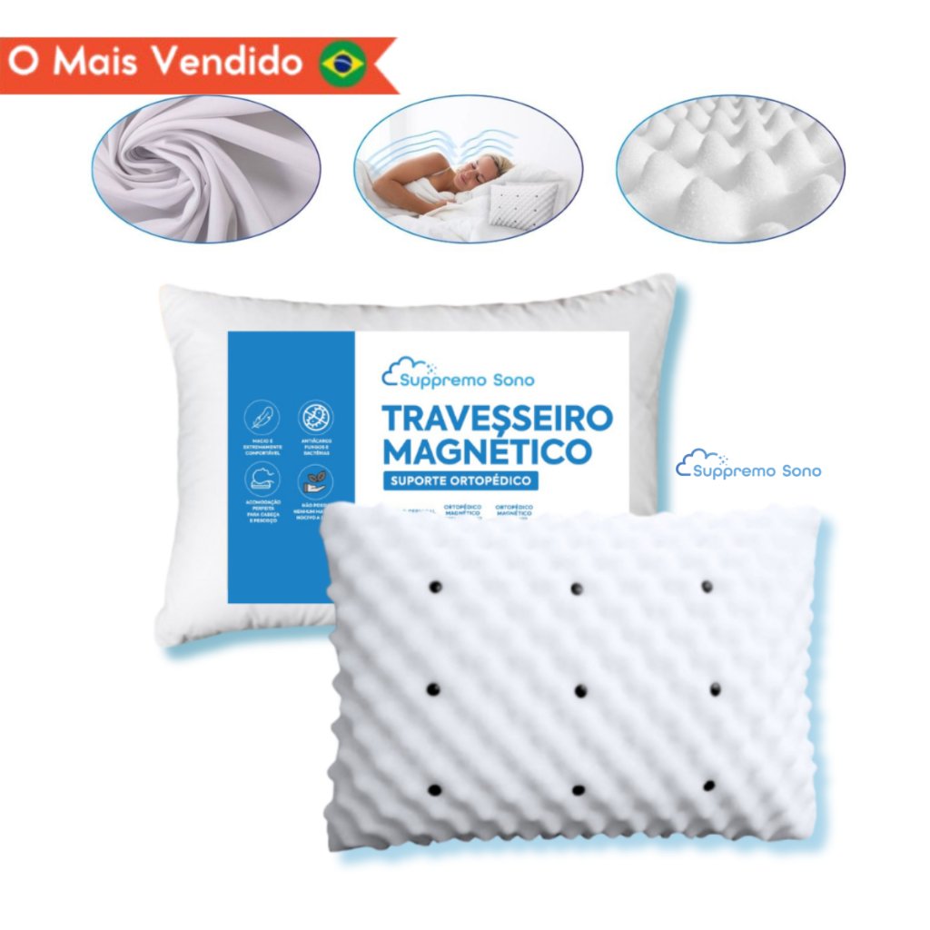 Travesseiro Magnético ALTO ORTOPEDICO Massageador Confortável Terapeutico Luxo