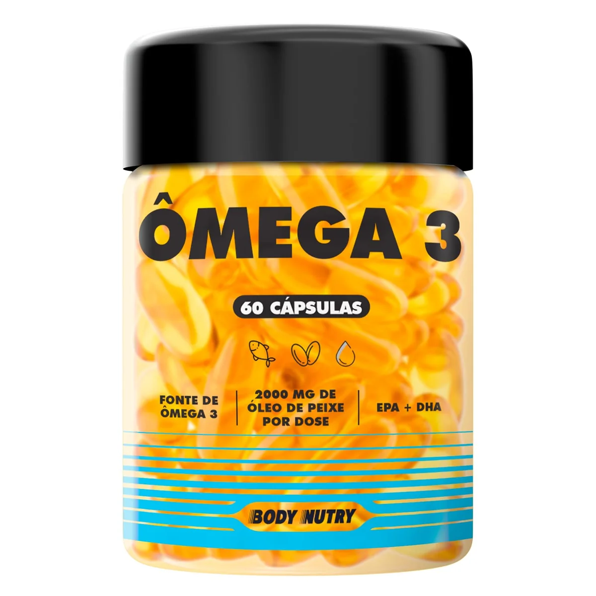Omega 3 2000mg 60 Softgels Alta Concentração Ultra Concentrado Rico em Dha 240mg e Epa 360mg Fish Oil Materia Prima Importada