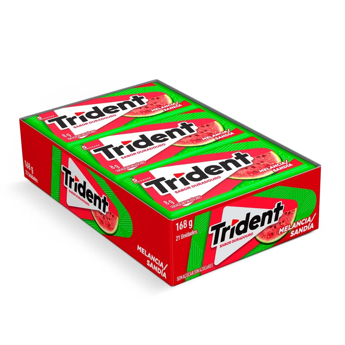 Chiclete Trident Melancia Sem Açúcar - Caixa com 21 unid. de 8gs
