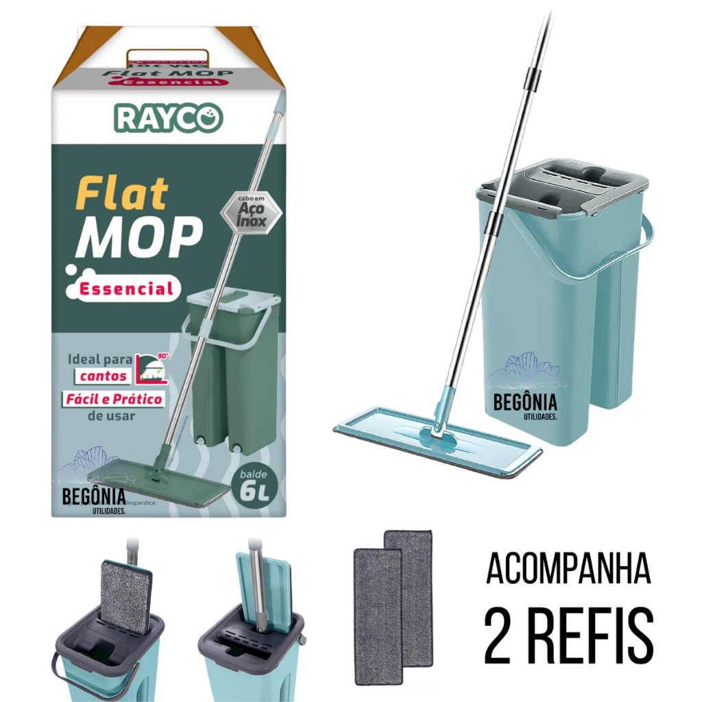 Mop Limpeza Profissional Mop Flat Rodo de Limpeza Esfregão Limpeza Mobi Com 2 Refis