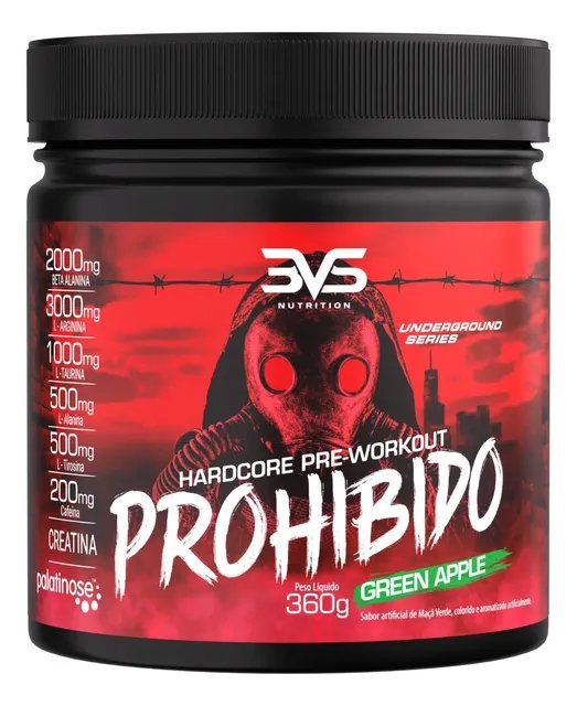 Pré Treino Prohibido 360g - O Mais Forte 2g De Beta Alanina