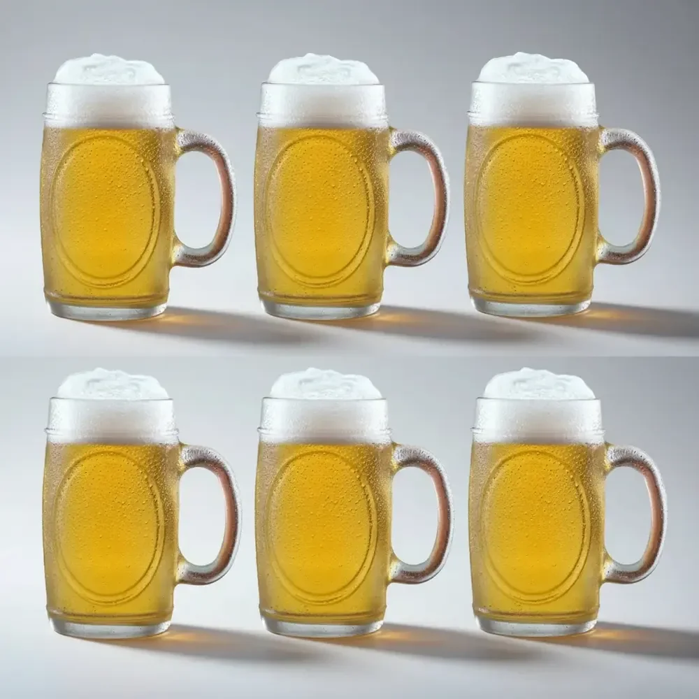 Conjunto Com 6 Canecas De Chopp, Cerveja Bebida Vidro 350ml Branco Nenhum