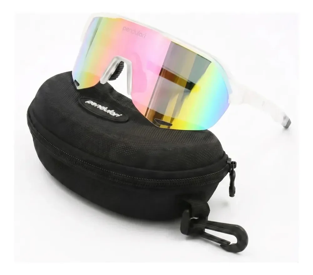 Óculos De Sol Cristal Esportivo Ciclismo Mtb Corrida Uv400 Armação Branco Lente Rosa