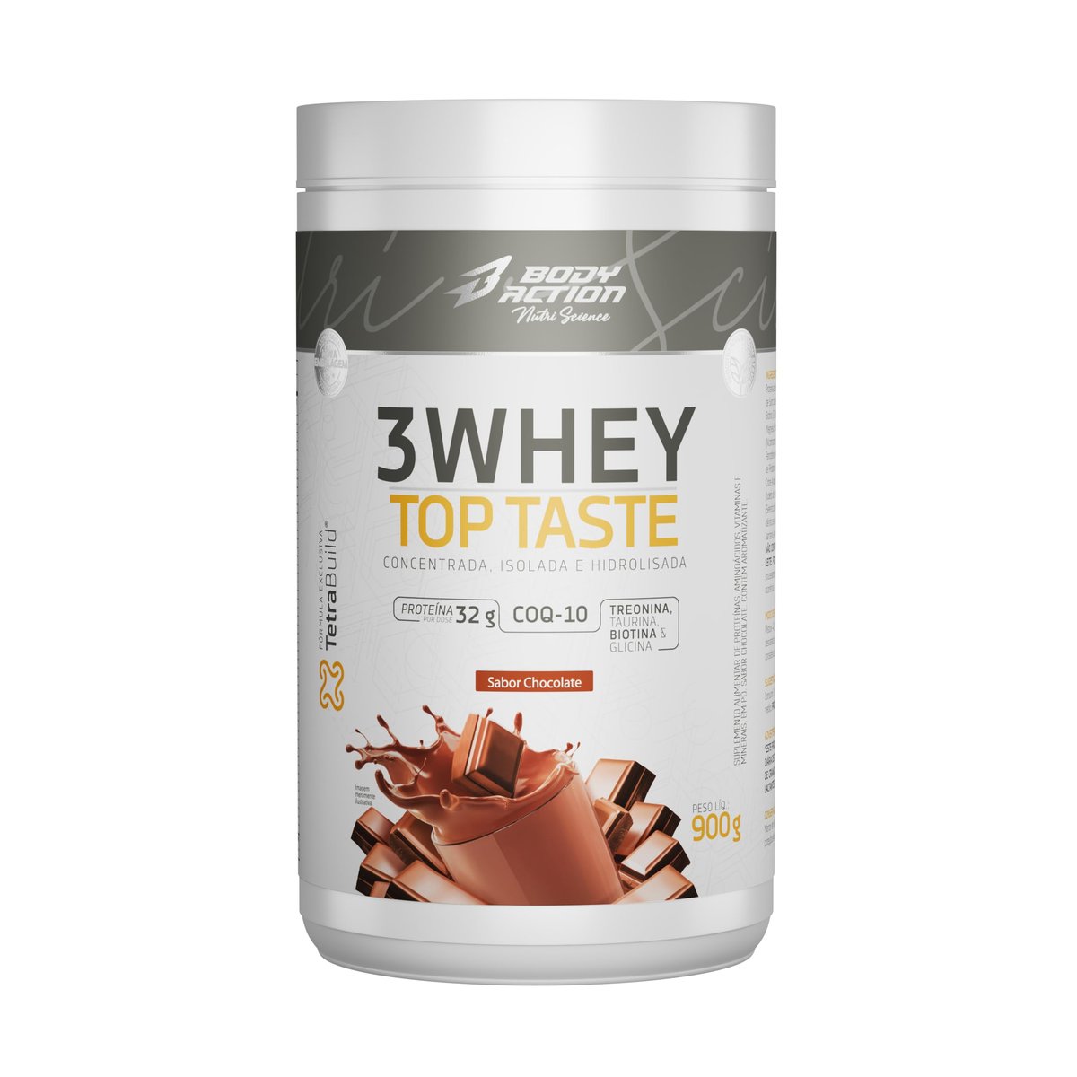 3 Whey Top Taste 900g Sabor Chocolate Bodyaction